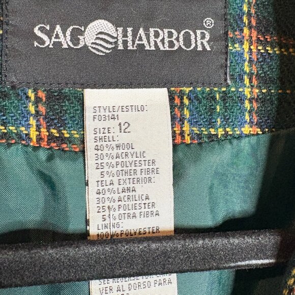 Vtg wool blend green plaid blazer jacket - Picture 3 of 4